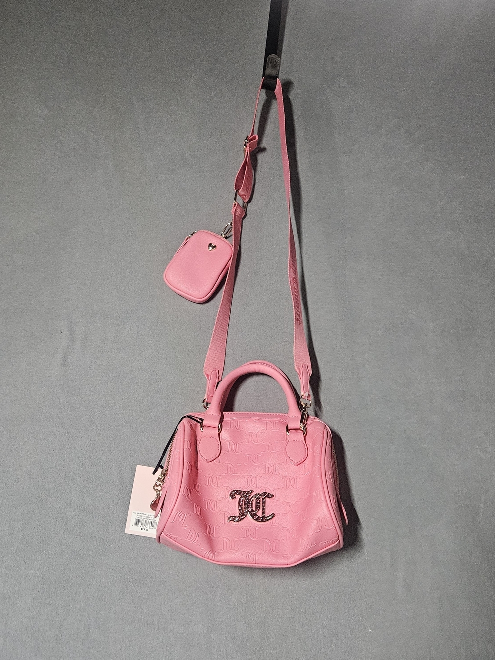 Juicy Couture Pink Embossed Crossbody Satchel with Coin Pouch